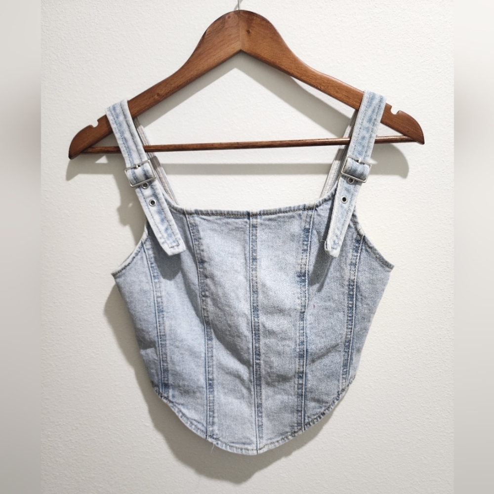 Light Wash Denim Crop Top